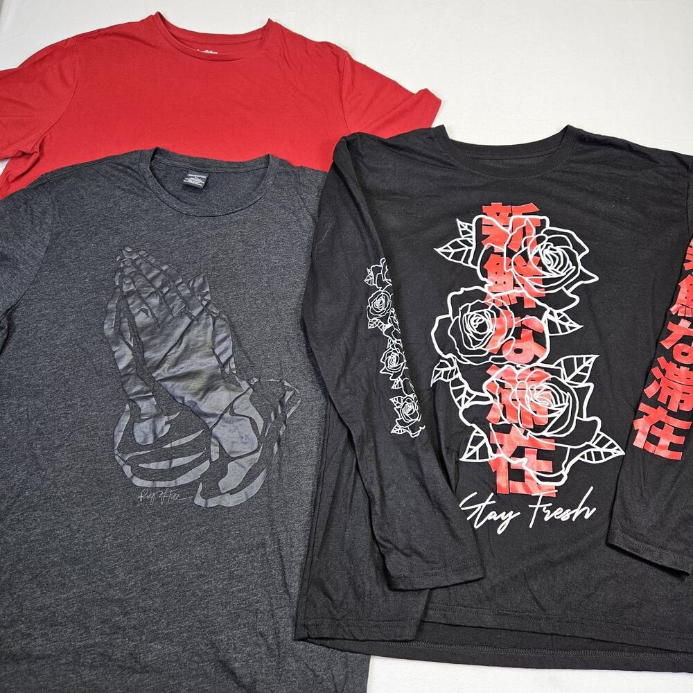 Mens XL Shirt Bundle Lot of 3 Ring Of Fire Fresh Laundry Goodfellow Graphic Tee